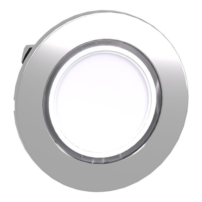 Head for illuminated push button, Harmony XB4, flush mounted white flush caps pushbutton integral LED