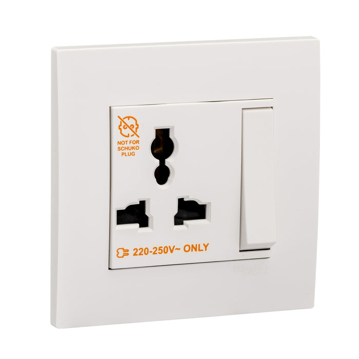 Vivace 13A 250V 1Gang 3Pin Dolly Switched Universal Socket,White