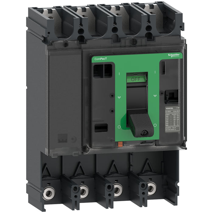 circuit breaker basic frame, ComPacT NSX630S, 100 kA at 415 VAC 50/60 Hz, 630 A, without trip unit, 4 poles