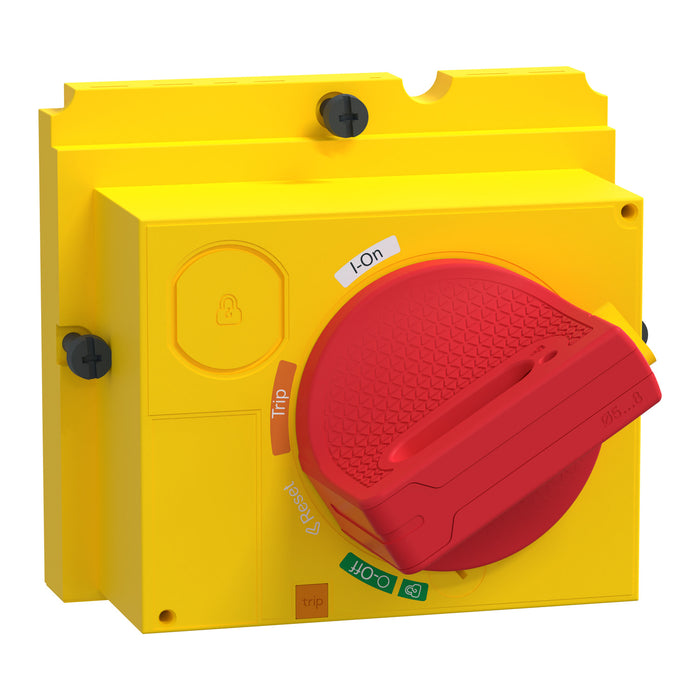 direct rotary handle, ComPacT NSX 100/160/250, red handle on yellow front, IP40
