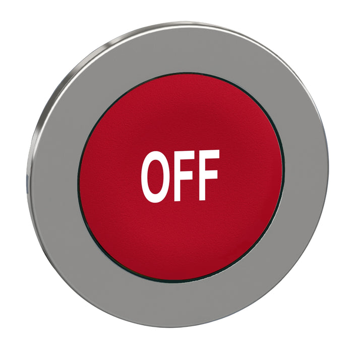 Head for non illuminated push button, Harmony XB4, flush mounted red flush caps pushbutton white marked "OFF"