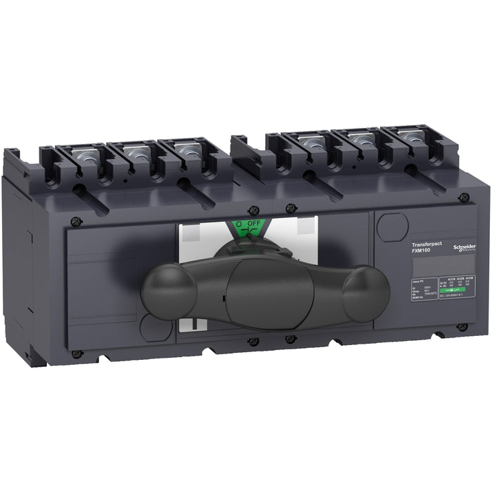 complete manual source changeover assembly, FXM160, Compact INS250-160 switch disconnectors, 160 A, 3 poles