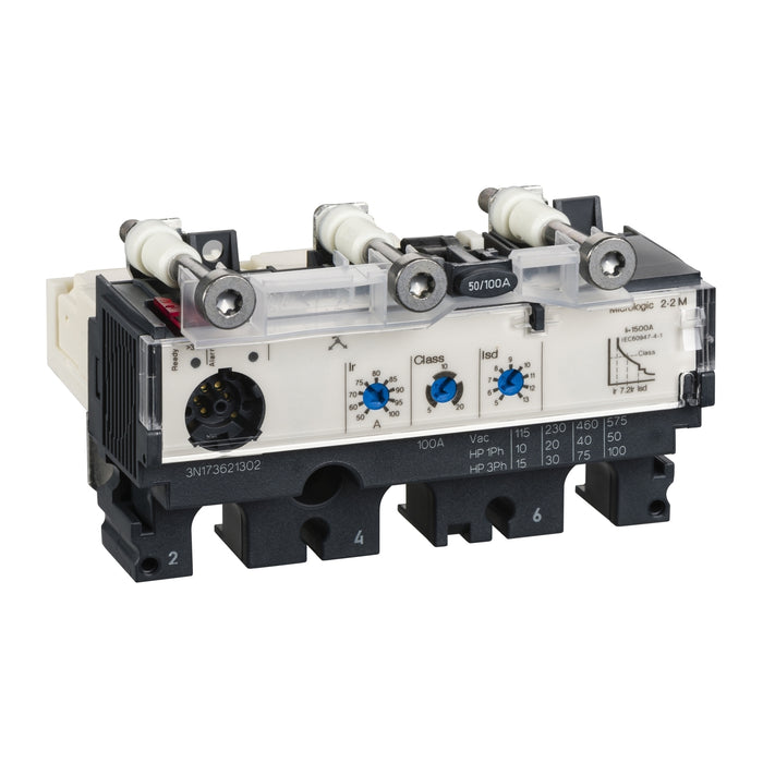 trip unit MicroLogic 2.2 M for ComPact NSX 100/160/250 circuit breakers, electronic, rating 100 A, 3 poles 3d