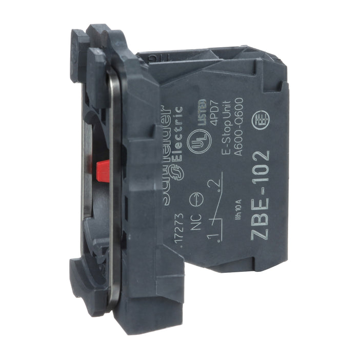 Harmony XB5, Single contact block with body/fixing collar, plastic, screw clamp terminal, 1 NC