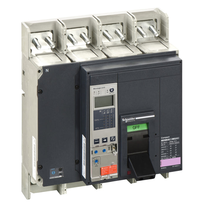circuit breaker ComPact NS1600N, 50 kA at 415 VAC, Micrologic 2.0 E trip unit, 1600 A, fixed,4 poles 4d
