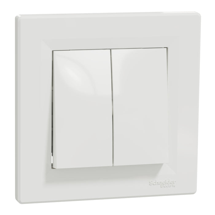 Asfora - 1pole 2-circuits switch -10AX screwless, white