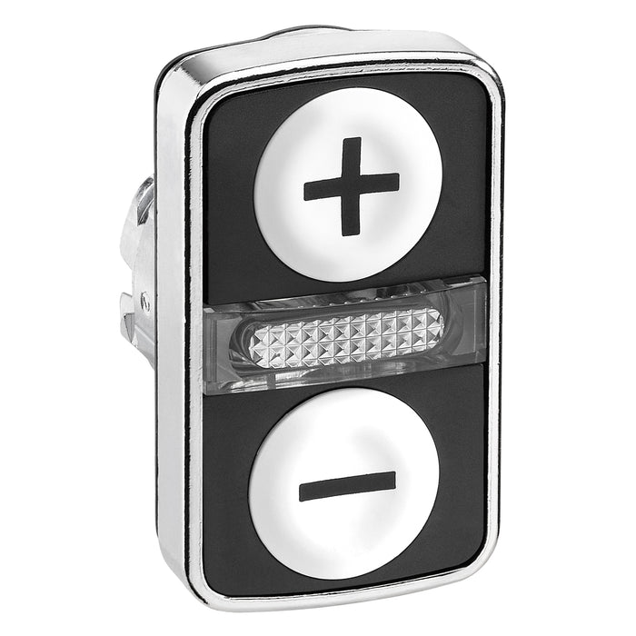 Head for illuminated double headed push button, Harmony XB4, white flush/white flush pushbutton Ø22 mm with marking