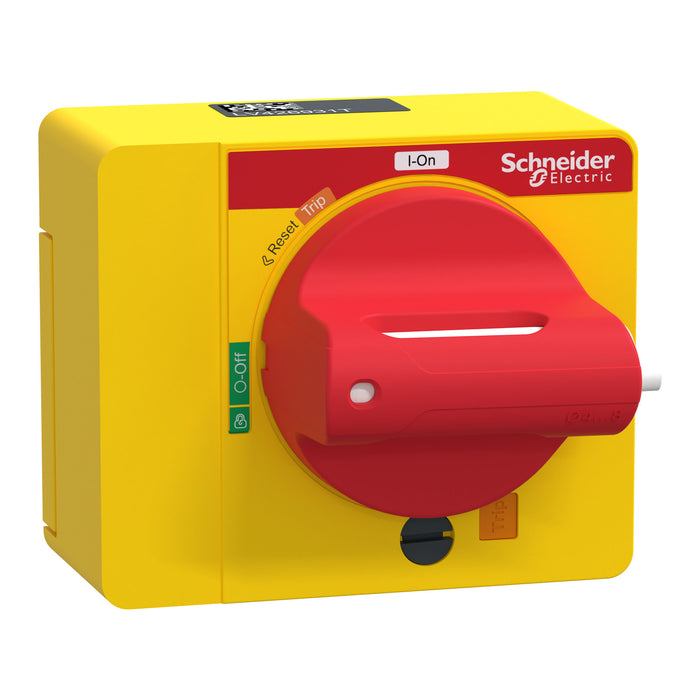 direct rotary handle, ComPacT NSXm, red handle on yellow front, IP40