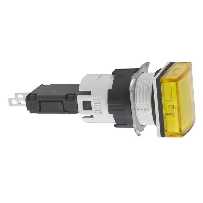 Complete pilot light, Harmony XB6, square yellow Ø 16 with integral LED 12...24 V