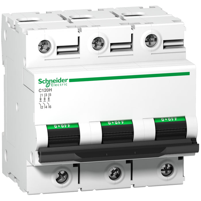Miniature circuit-breaker, Acti9 C120H, 3P, 125 A, C curve, 15000 A (IEC 60898-1), 15 kA (IEC 60947-2)