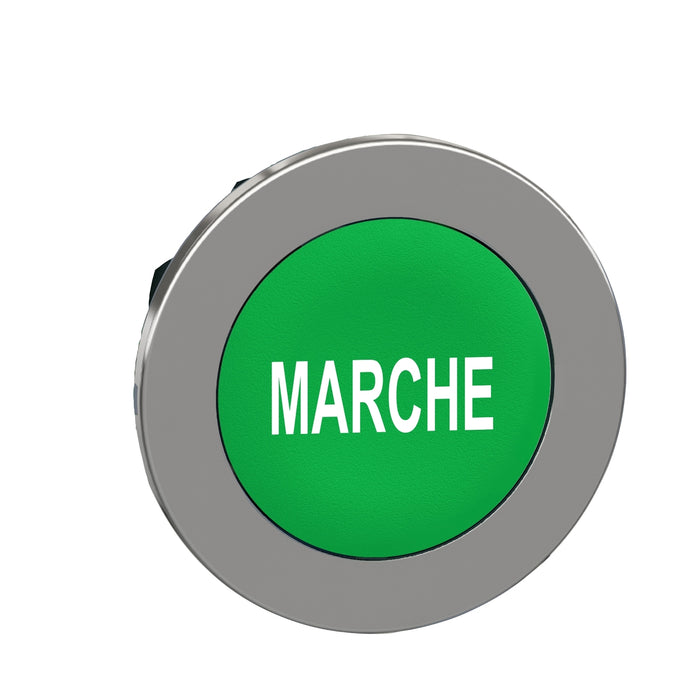 Head for non illuminated push button, Harmony XB4, flush mounted green flush caps pushbutton white marked marche