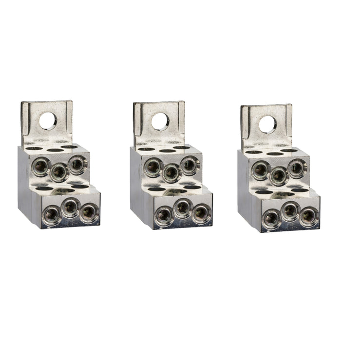 LV429248 - Aluminium bare cable connectors, Compact NSX, for 6 cables 1.5 mm² to 35 mm², 250 A, set of 3 parts