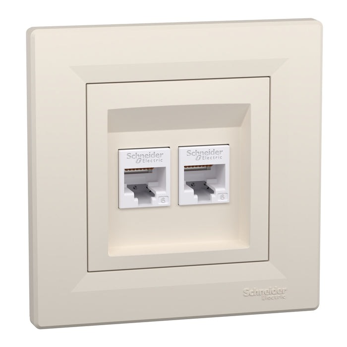 Asfora - double Data socket - RJ45 cat.6 UTP cream