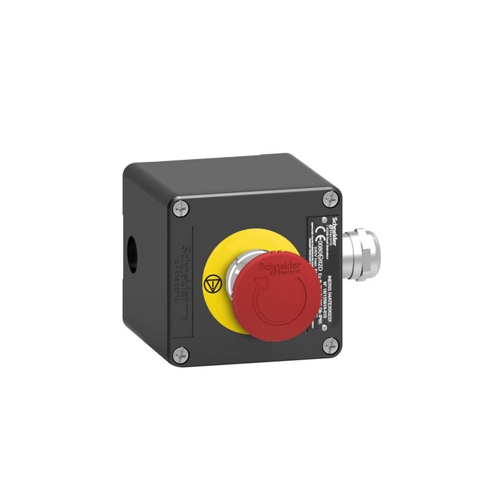 Control station, metal, Emergency stop function, 1 mushroom head push button Ø 40, red, 1 NC + 1 NC, ATEX1