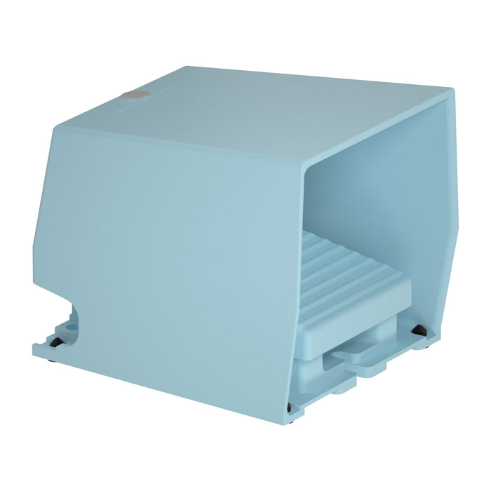 Preventa XPE, Single foot switch, metal, blue, with cover, trigger mechanism, 1 NO + 1 NC