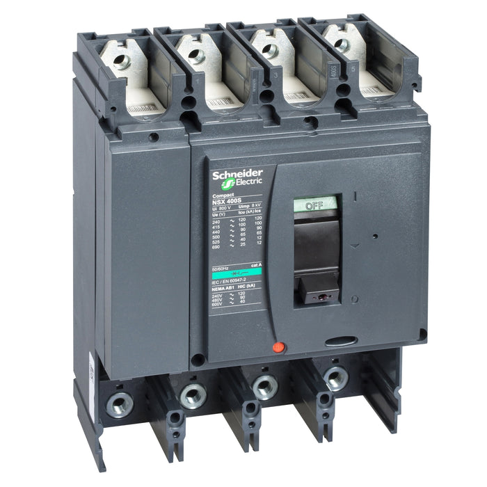 circuit breaker basic frame, ComPact NSX400H, 70 kA at 415 VAC 50/60 Hz, 400 A, without trip unit, 4 poles