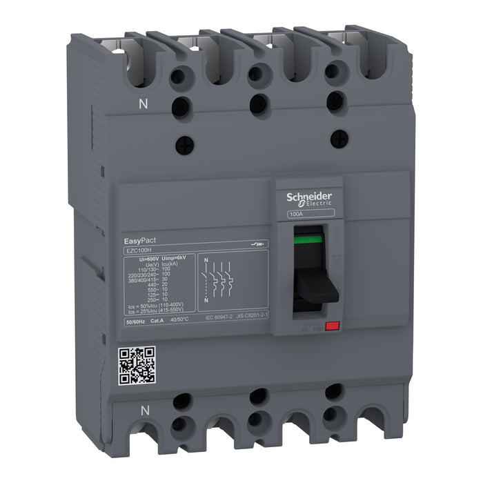 circuit breaker Easypact EZC100H - TMD - 63 A - 4 poles 3d