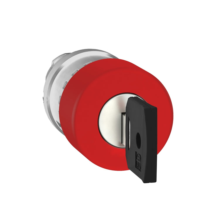 Harmony XB4, Emergency stop head switching off, metal, red mushroom Ø30, Ø22, trigger latching key release