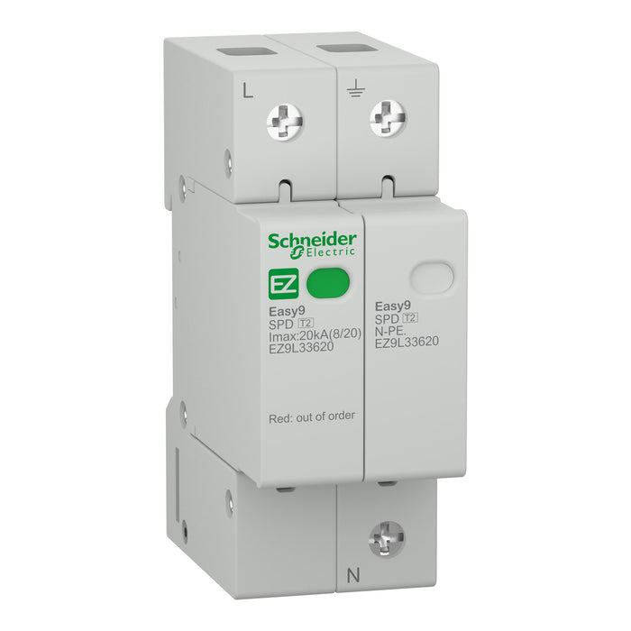 Easy9 surge arrester, 1P + N, 230 V, 20000 A
