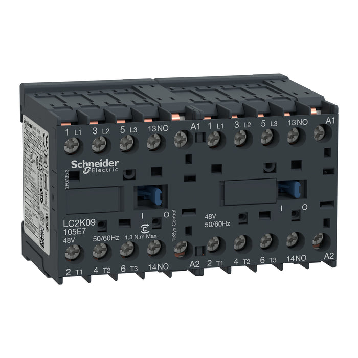 TeSys K reversing contactor - 3P - AC-3 <= 440 V 9 A - 1 NO - 48 V AC coil