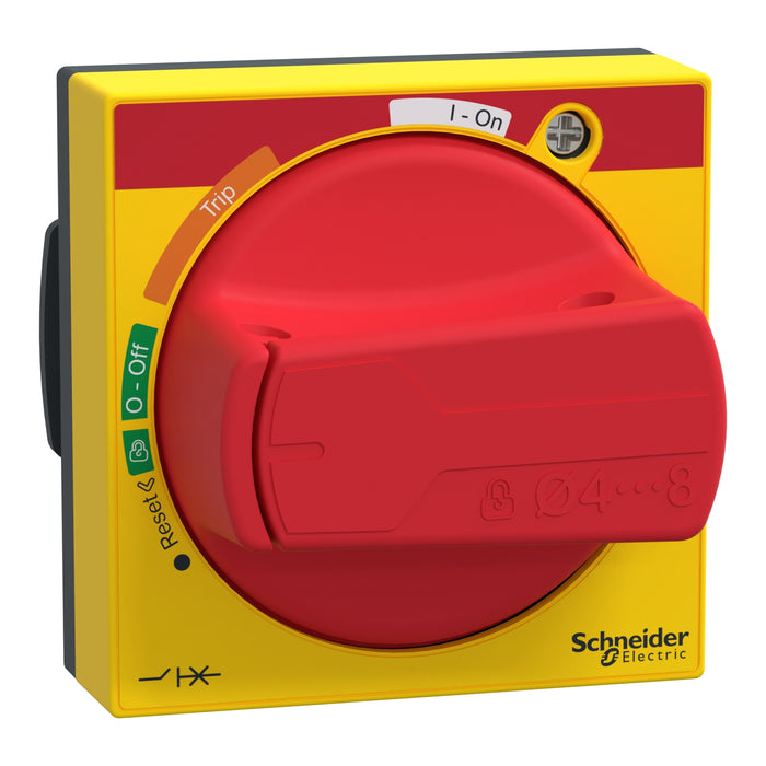 Universal handle for rotary handle, ComPacT NSXm, red handle on yellow front, IP54