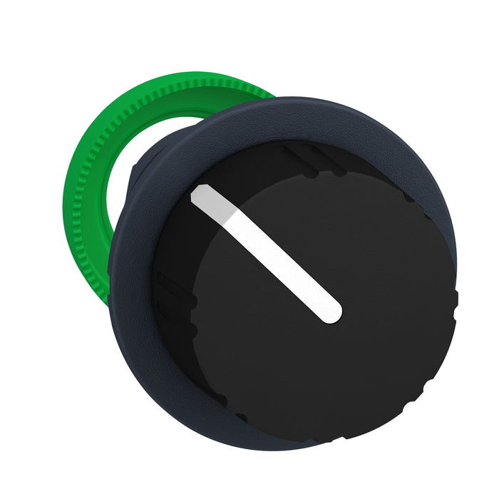 Head for selector switch, Harmony XB5, flush mounted black knurled knob 2 pos stay put