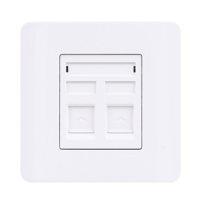 Data socket outlet, ZENcelo, 2 gang, cat 6, on shield wallplate1