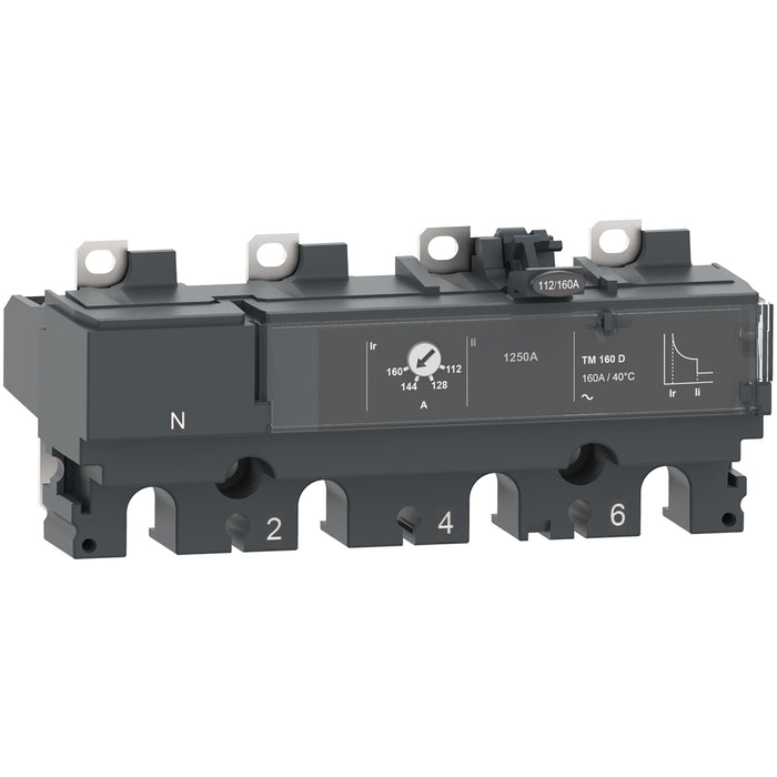 trip unit TM80D for ComPacT NSX 100/160/250 circuit breakers, thermal magnetic, rating 80 A, 4 poles 3d