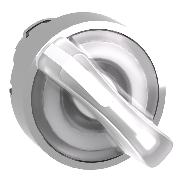 Harmony XB4, Illuminated selector switch head, metal, white, Ø22, integral LED, 2 positions, stay put