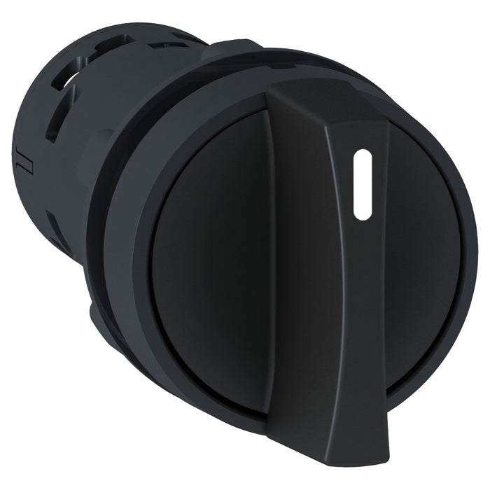 Harmony XB7, Monolithic selector switch, plastic, black, Ø22, stay put, 2 positions, stay put, 1 NO + 1 NC