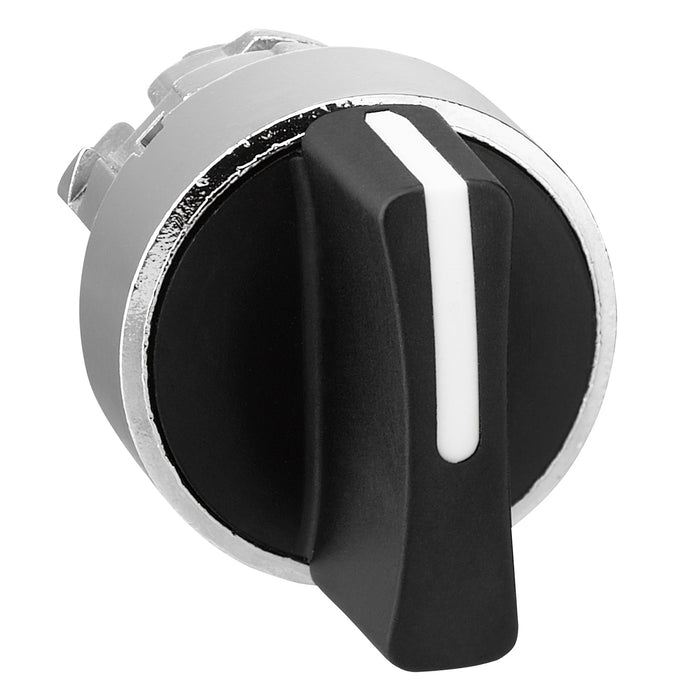 Harmony XB4, Selector switch head, metal, black, Ø22, 3 positions, spring return from right to center