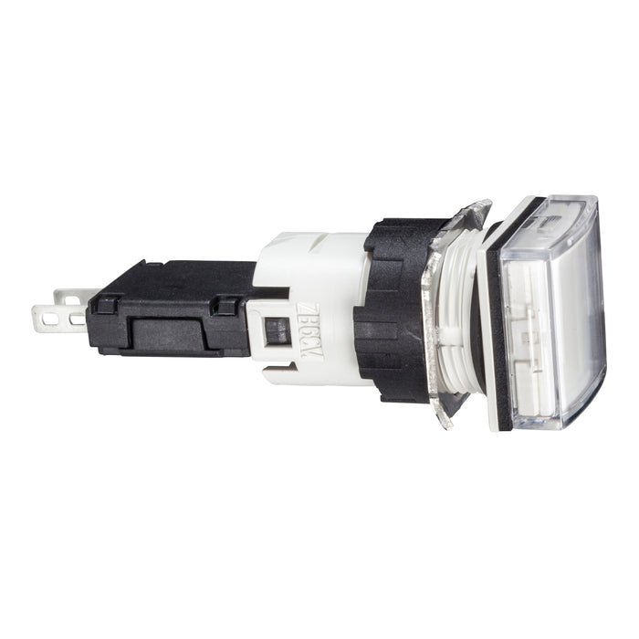 Complete pilot light, Harmony XB6, square white Ø 16 with integral LED 12...24 V