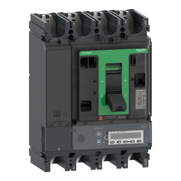 Circuit breaker ComPacT NSX630HB2, 100kA at 690VAC, MicroLogic 5.3 E trip unit 630A, 4 poles 4d