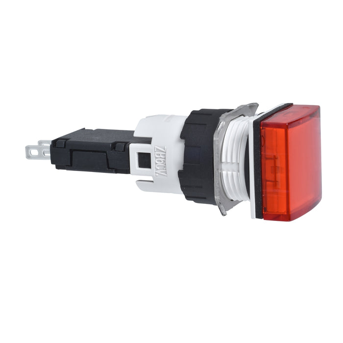 Complete pilot light, Harmony XB6, square red Ø 16 with integral LED 12...24 V