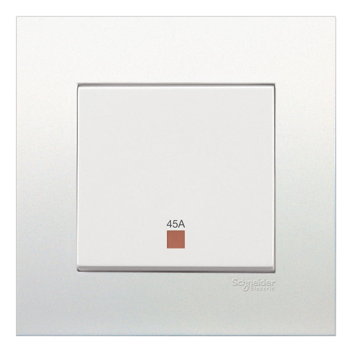 Vivace 45A 250V Double Pole Switch with Neon,White
