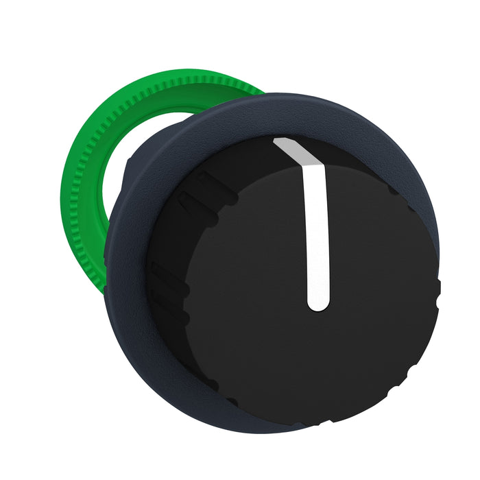 Head for selector switch, Harmony XB5, flush mounted black knurled knob 3 pos stay put