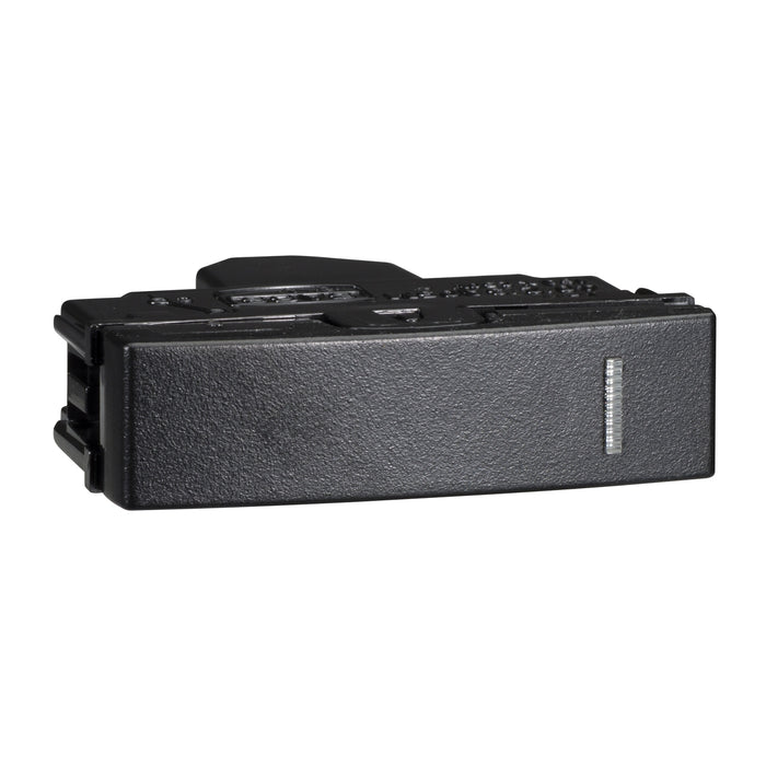 Half standard single pole,1way switch module (half module wide) - black