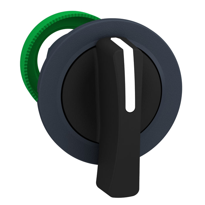 Head for selector switch, Harmony XB5, flush mounted black long handle 2 pos stay put