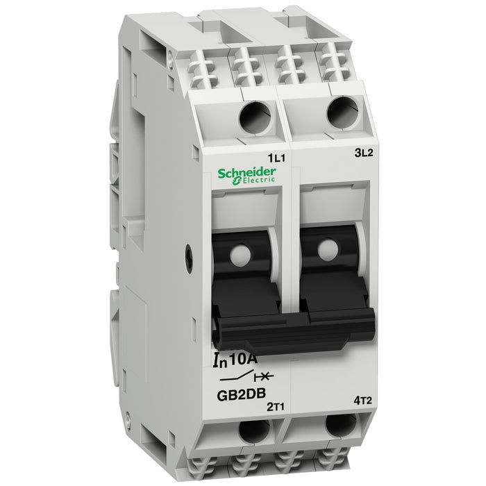 Thermal magnetic circuit breaker, TeSys GB2, 2P, 2 A, Icu 15 kA@415 V