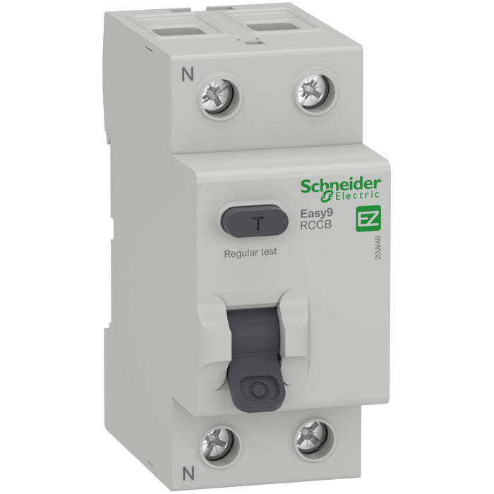 Schneider Easy9 RCCB, 2P 63 A, 30 mA AC Type, 230 V
