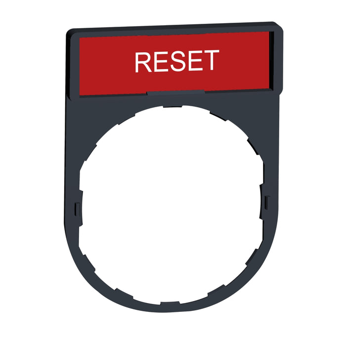 legend holder 30 x 40 mm with legend 8 x 27 mm with marking RESET red color