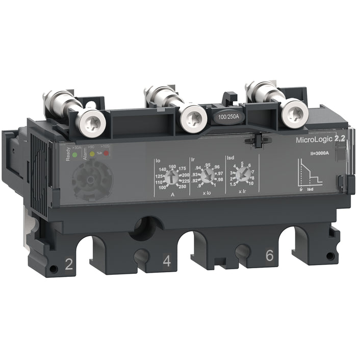 trip unit MicroLogic 2.2 for ComPacT NSX 250 circuit breakers, electronic, rating 250A, 3 poles 3d