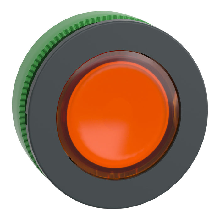 Head for illuminated push button, Harmony XB5, flush mounted orange flush caps pushbutton integral led