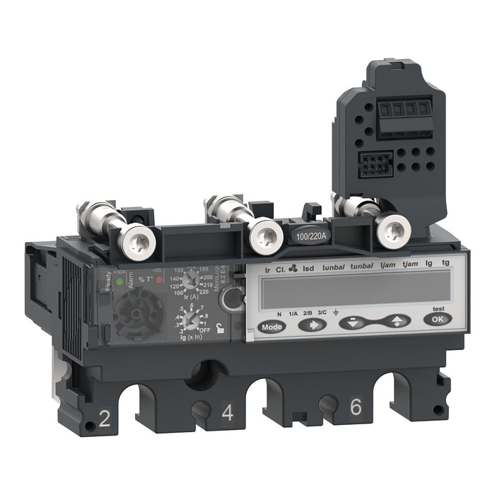 trip unit MicroLogic 6.2 EM for ComPacT NSX 100/160/250 circuit breakers, electronic, rating 50 A, 3 poles 3d