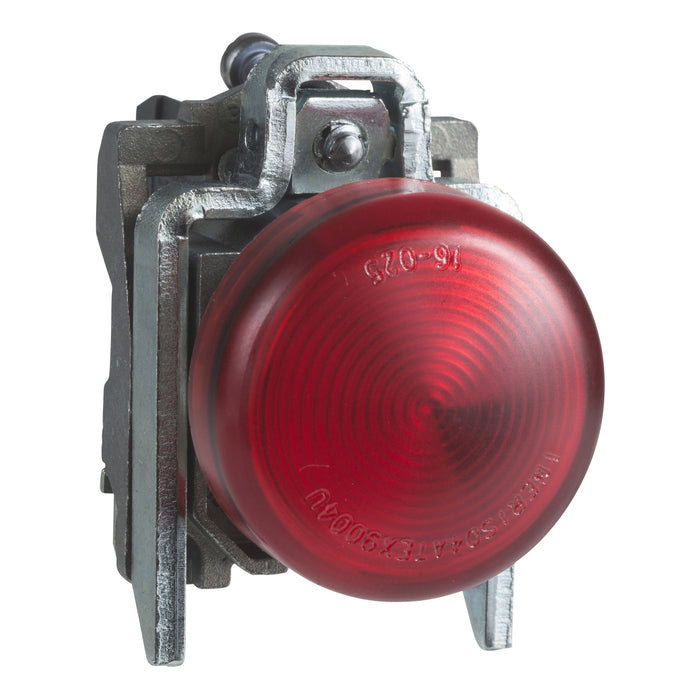 Complete pilot light, Harmony XB4, round Ø22 mm, IP65, red, integral LED, 24...120 V, lugs, ATEX