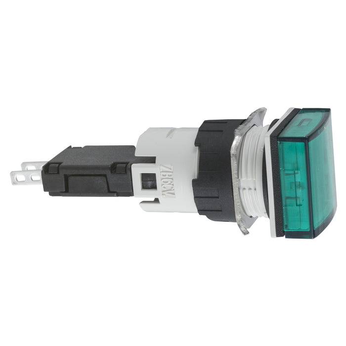 Complete pilot light, Harmony XB6, square green Ø 16 with integral LED 12...24 V