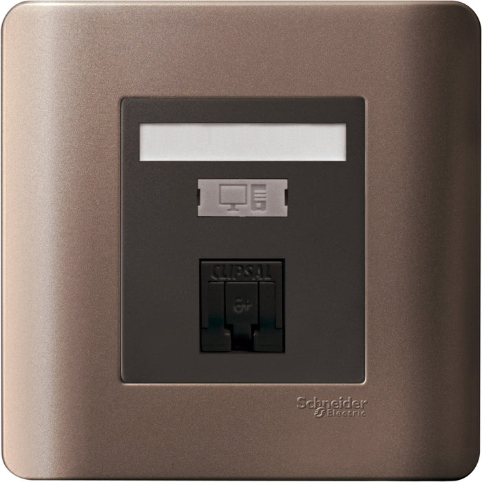 Data Outlet, ZENcelo, 1 Gang, category 6, with integrated shutter, sliver bronze