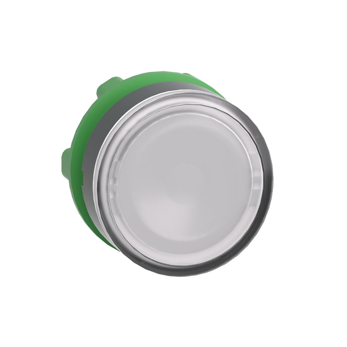 Harmony XB5, Illuminated push button head, plastic, flush, white, Ø22, push-push, integral LED