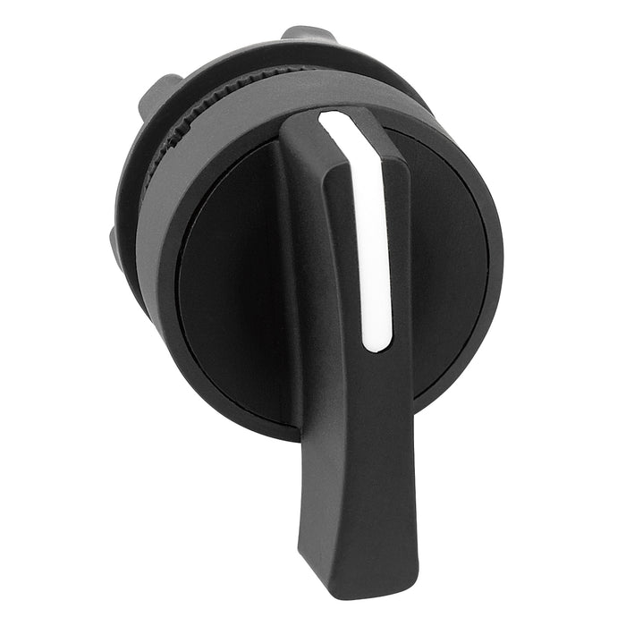 Harmony XB5, Selector switch head, plastic, black, Ø22, long handle, 3 positions, spring return to center