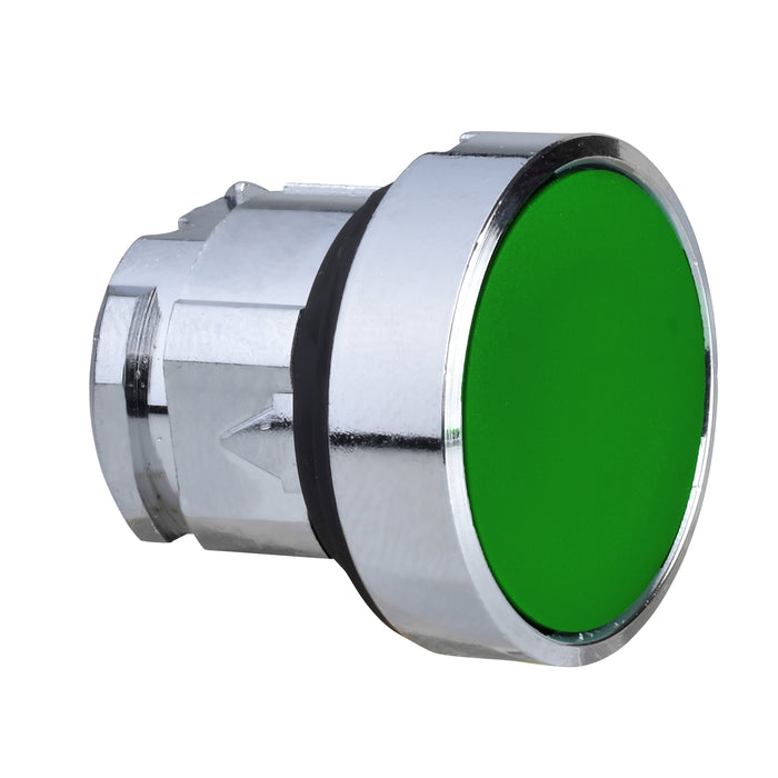 Harmony XB4, Push button head, metal, green, flush, Ø22, push-push, unmarked